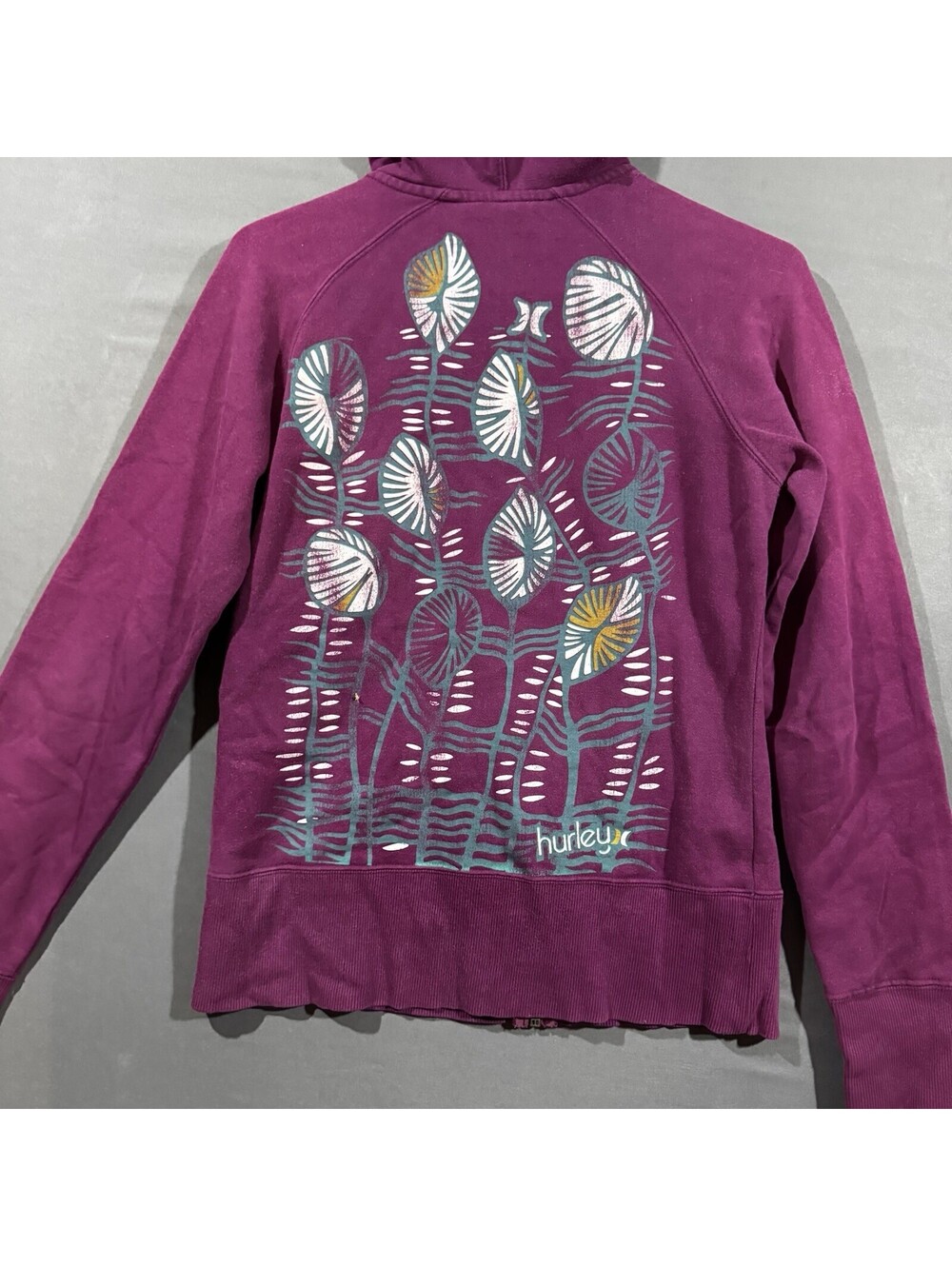 Hurley Womens Size M Purple Graphic Full Zip Sweatshirt Hoodie Outerwear Y2K - Picture 6 of 6